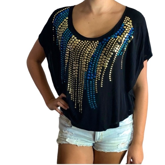 🎉Host Pick🎉 Boutique Womens black top with sequins. Size small NWT - Picture 3 of 5